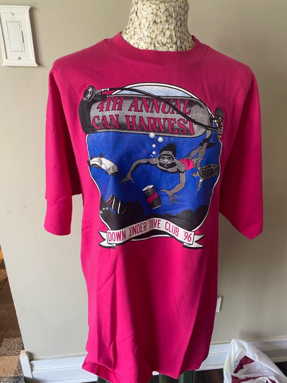 Vintage Down Under Dive Club '96 Pink Graphic  Tshirt